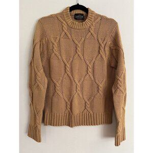 Vintage Campus Cable Knit Mustard Sweater Womens S Virgin Acrylic 1980s Chunky
